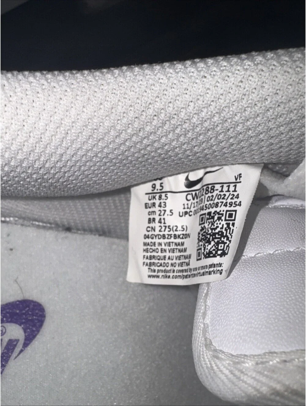 Nike Air Force 1 '07 Low Triple White US9.5